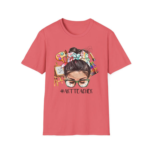 Art Teacher Messy Bun T-Shirt