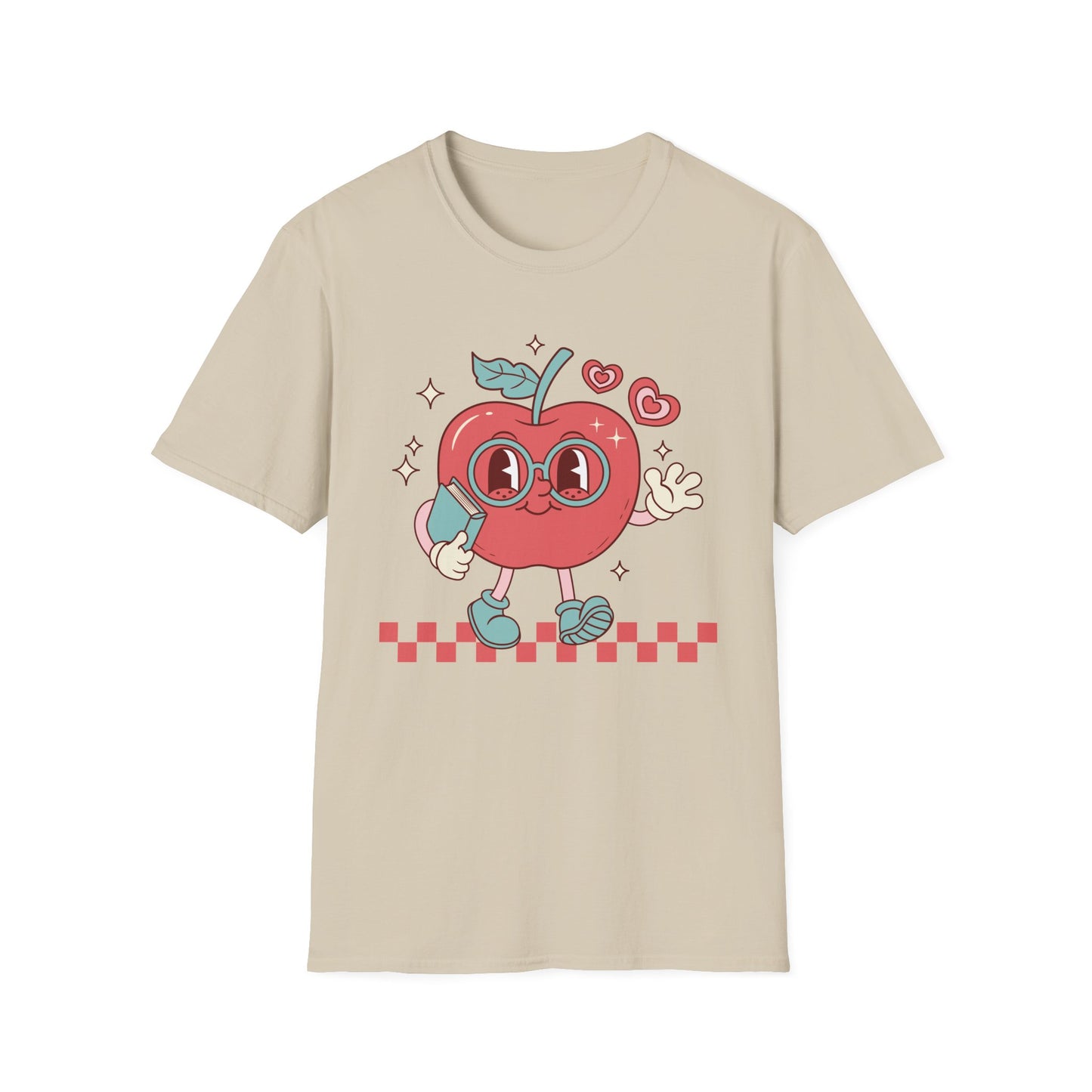 Retro Waving Apple With Book T-Shirt