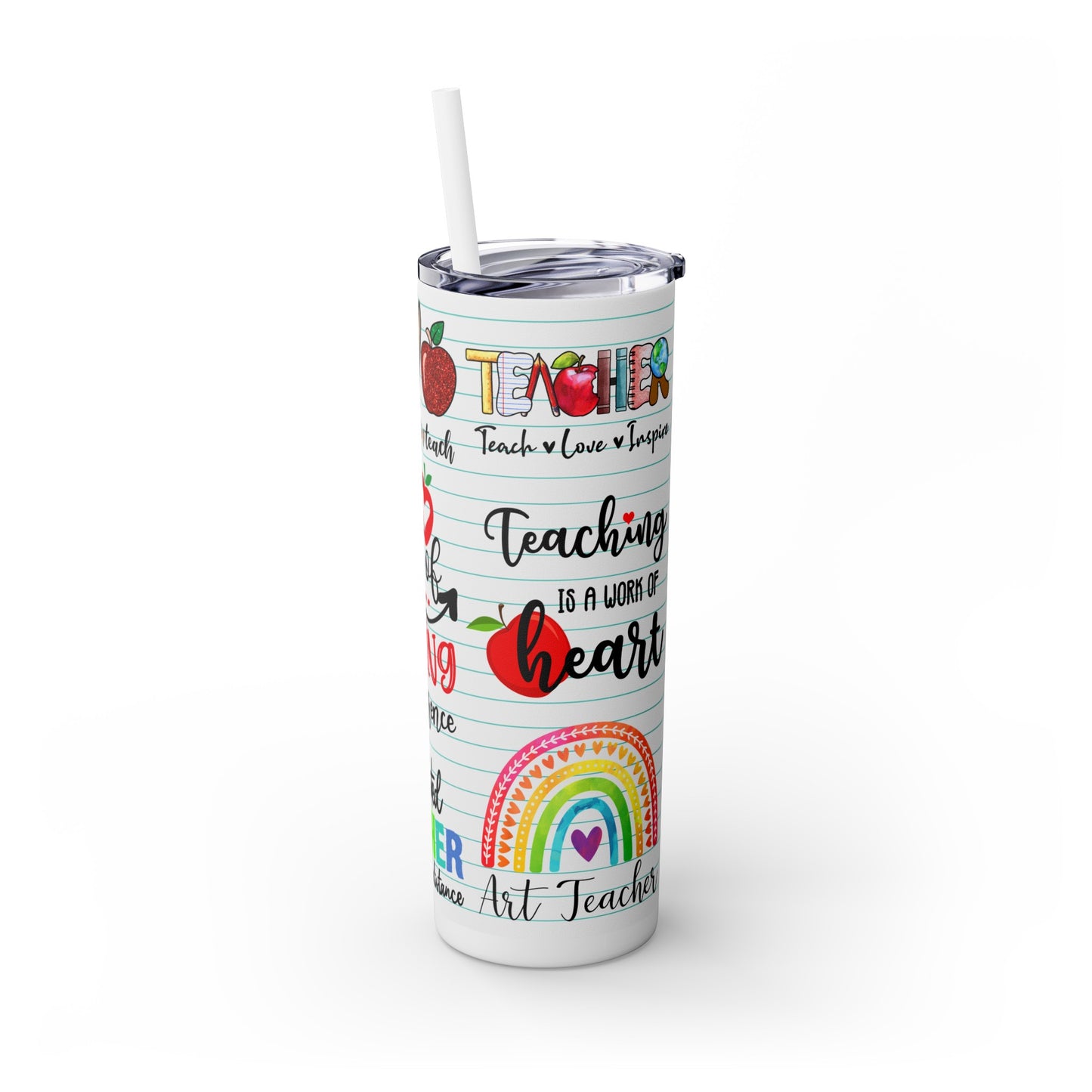 100 Days Skinny Tumbler with Straw, 20oz