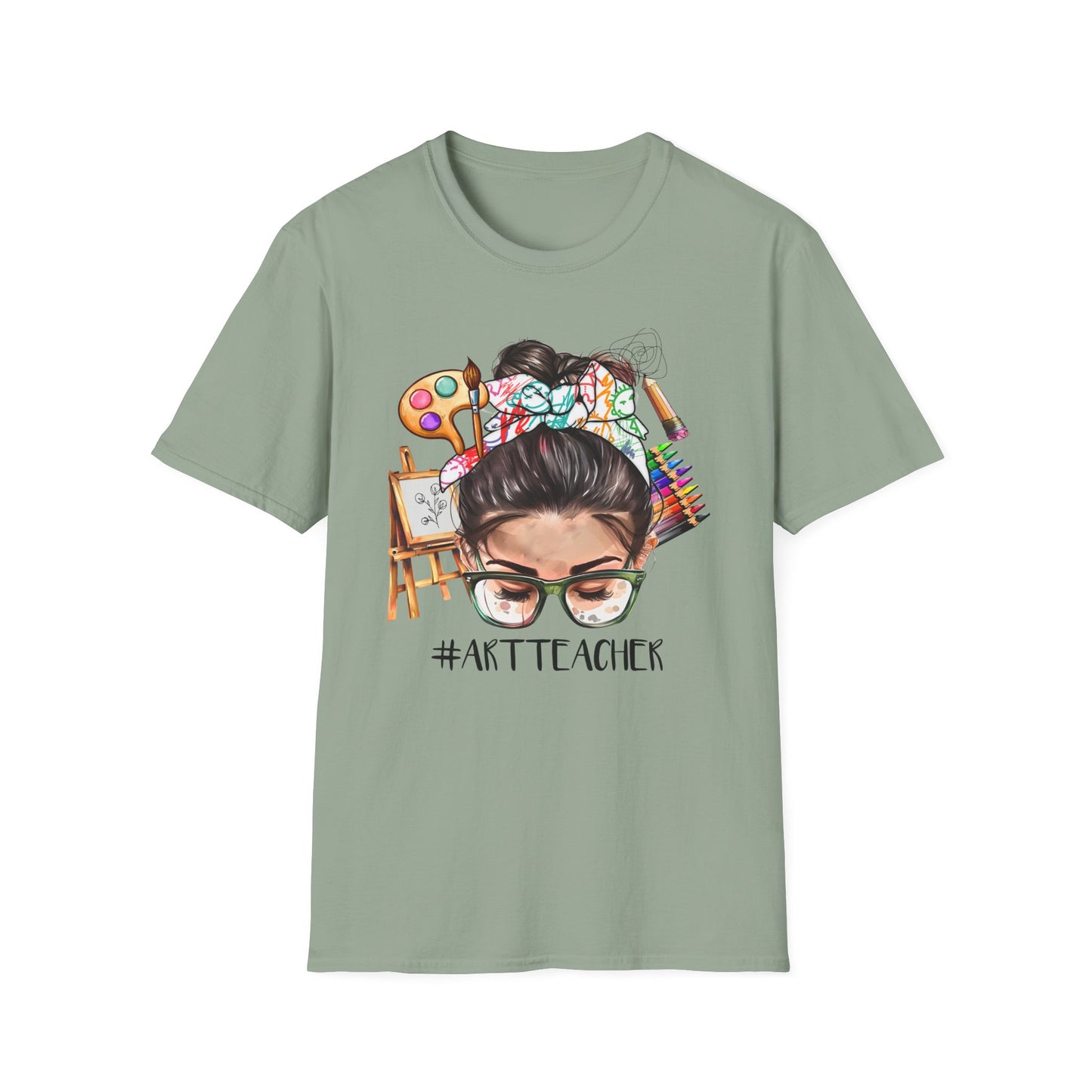 Art Teacher Messy Bun T-Shirt