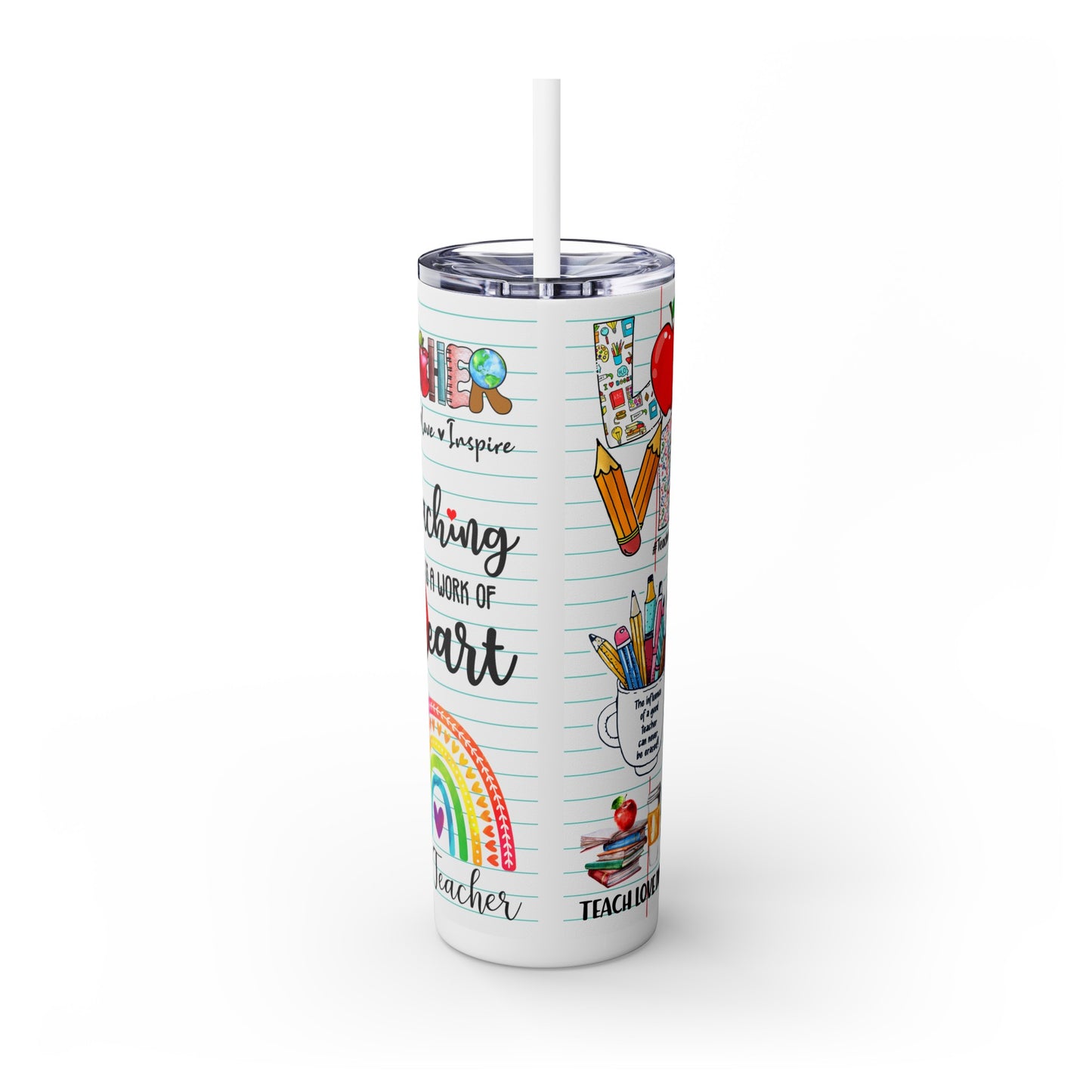 100 Days Skinny Tumbler with Straw, 20oz