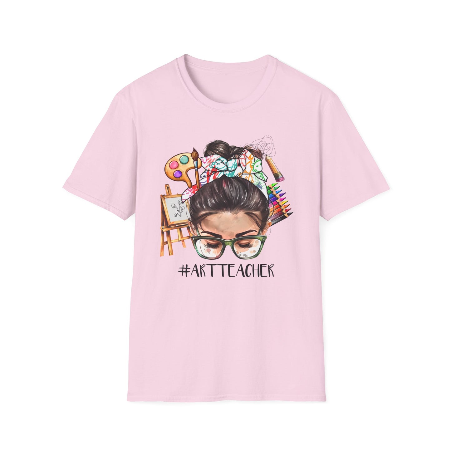 Art Teacher Messy Bun T-Shirt