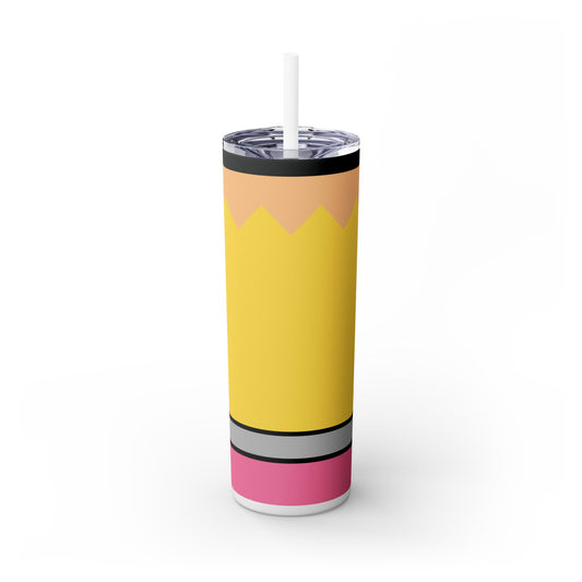 Pencil Skinny Tumbler with Straw, 20oz