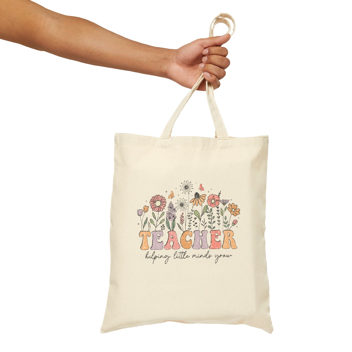 Helping Little Minds Grow Flowers Canvas Tote Bag